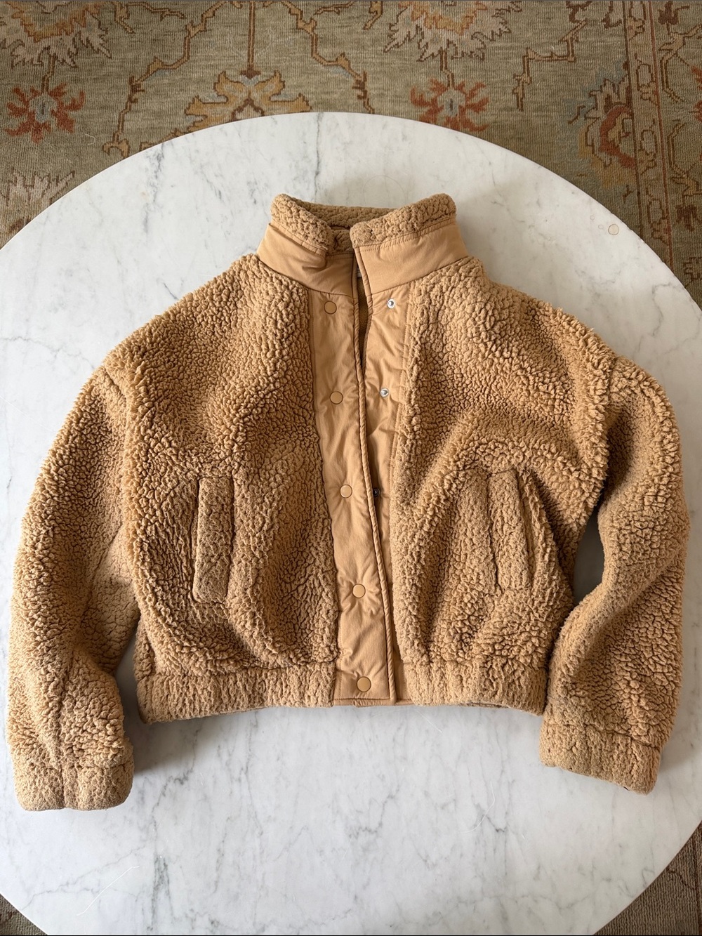 Pj salvage Crop Teddy Sherpa Jacket in Camel